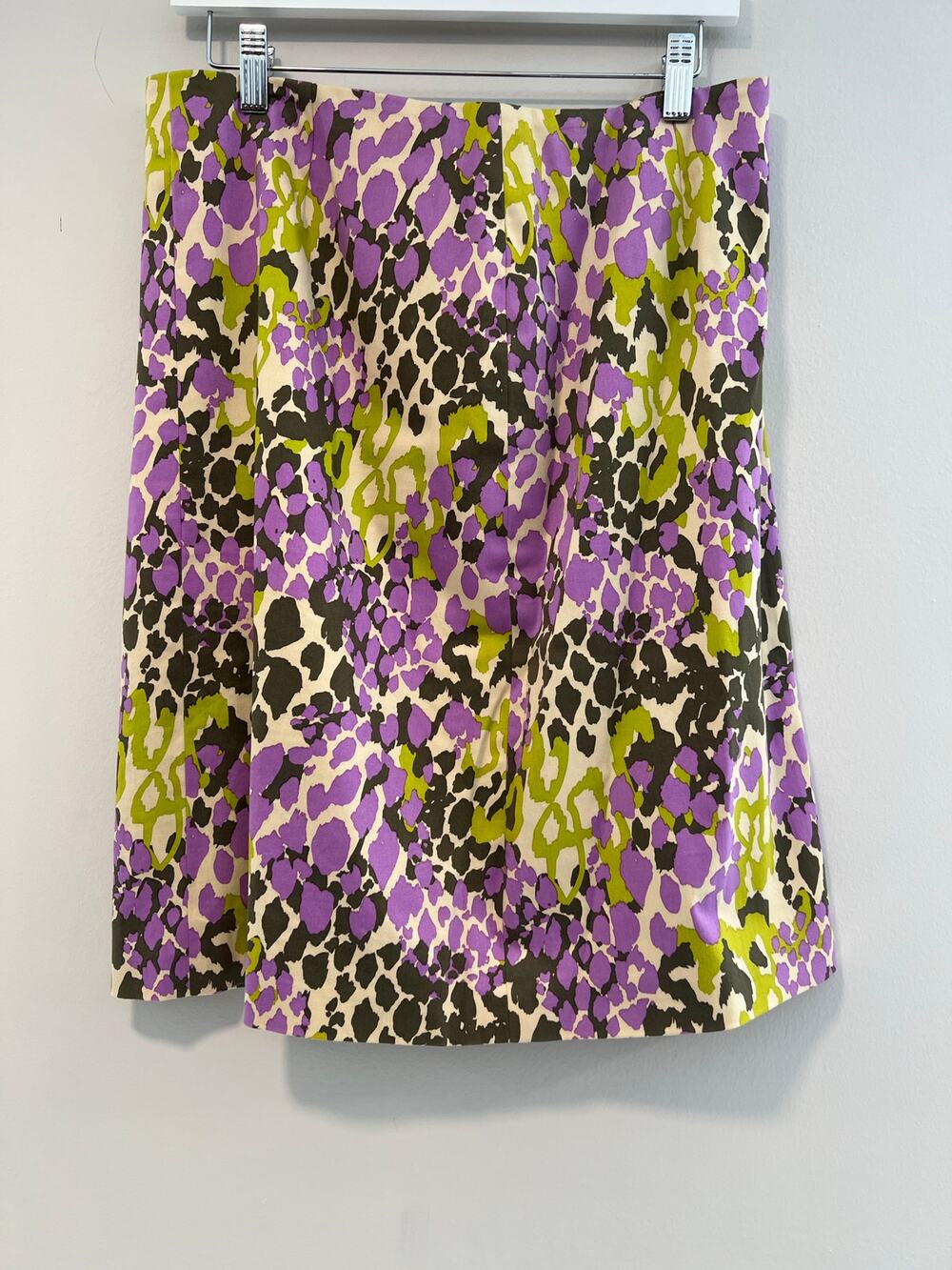 Doncaster Spring Floral Straight Knee Length Cotton Skirt Green Purple Size 8 SG